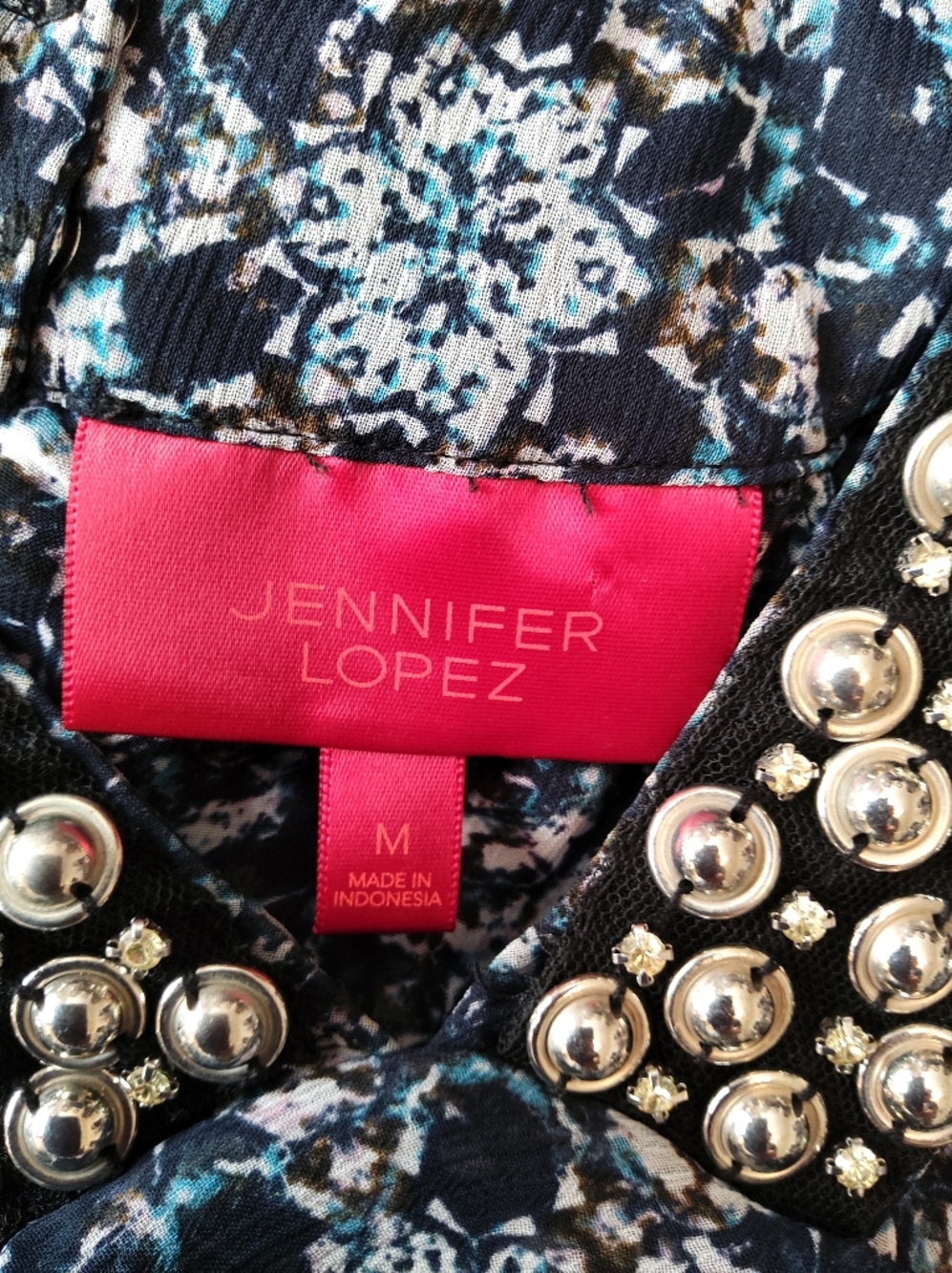 Jennifer Lopez Navy Floral Embellished Halter Camisole - Picture 10 of 12